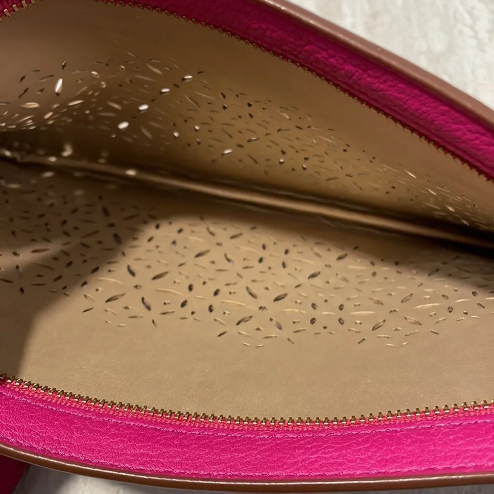 New Lauren Ralph Lauren Pink Perforated Clutch/Cosmetic Bag.